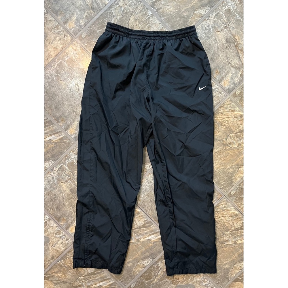 Nike Track Pants Mens XL Black Lined Baggy Zipped Leg 446414-013